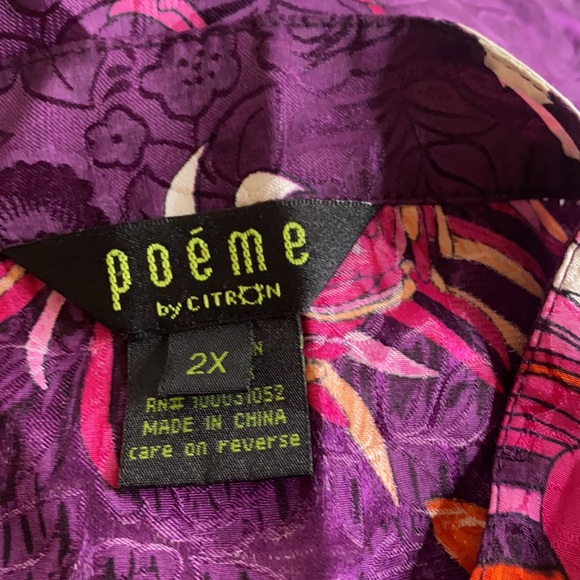Poeme by Citron Purple Floral Tunic Top 2X - Picture 5 of 5